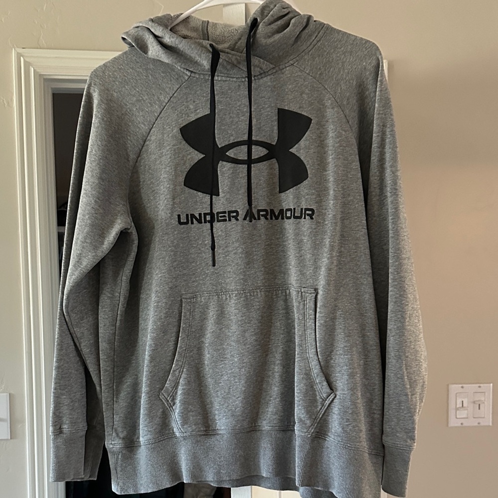Under Armour Men's Gray Hoodie with Black Logo